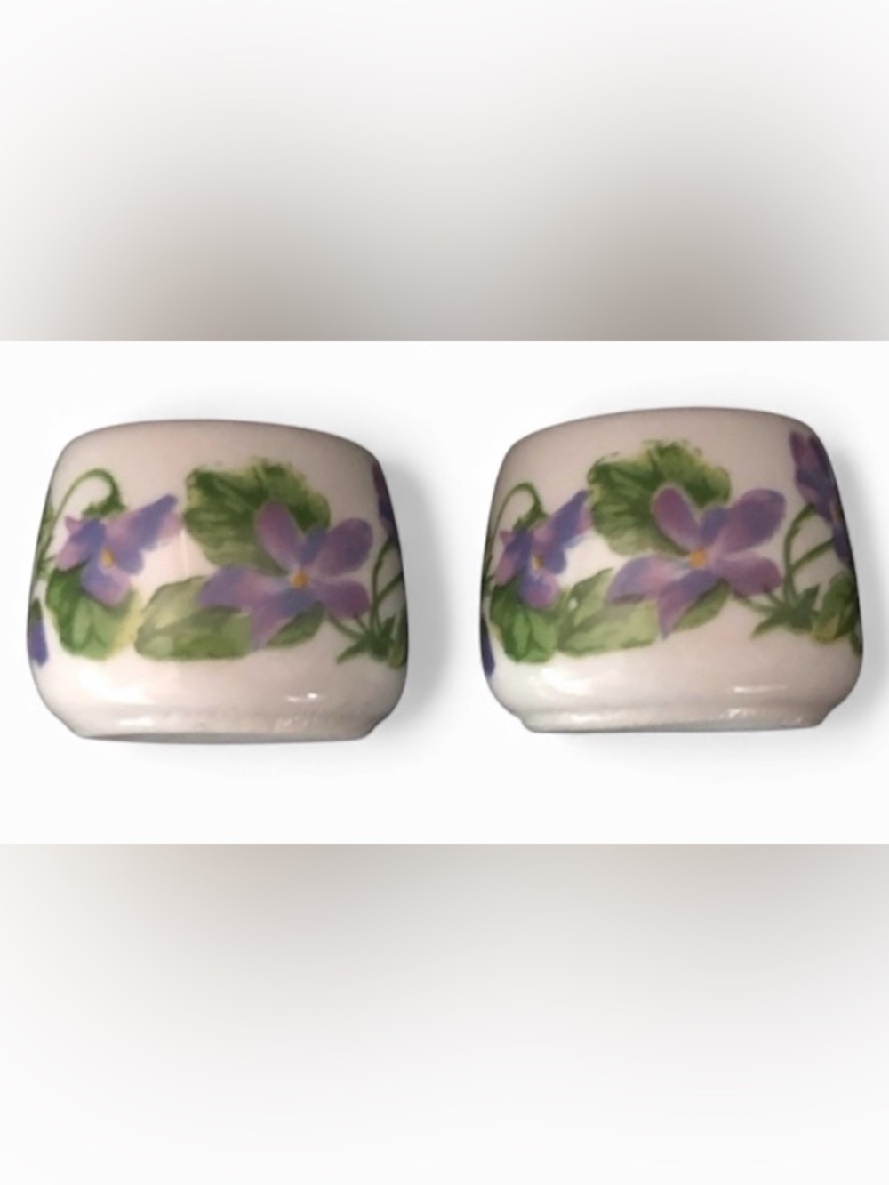 Vintage Miniature FUNNY DESIGN West Germany  floral candleholders - Violets